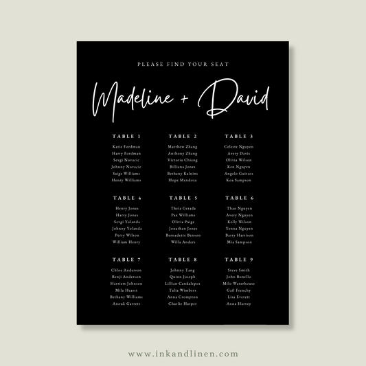 Wedding Seating Chart | The Handwritten Vows Collection