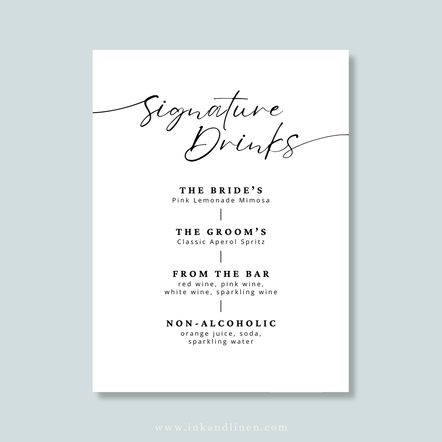 Bar Menu | The Together with You Collection