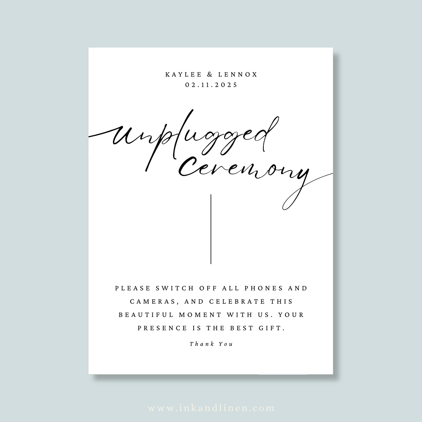 Unplugged Ceremony Sign | The Together with You Collection